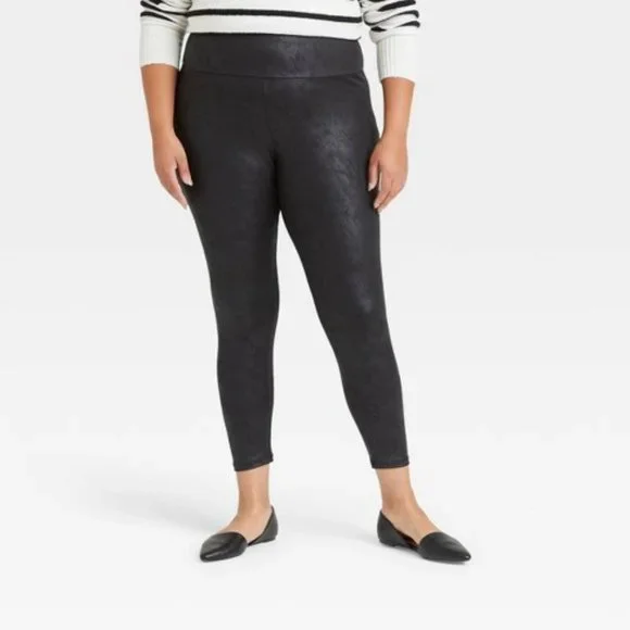 Women's Plus Size High-Waisted Liquid Shine Leggings - Ava & Viv 2X - Picture 1 of 1